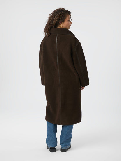 Manteau Long Effet Peau Lainée