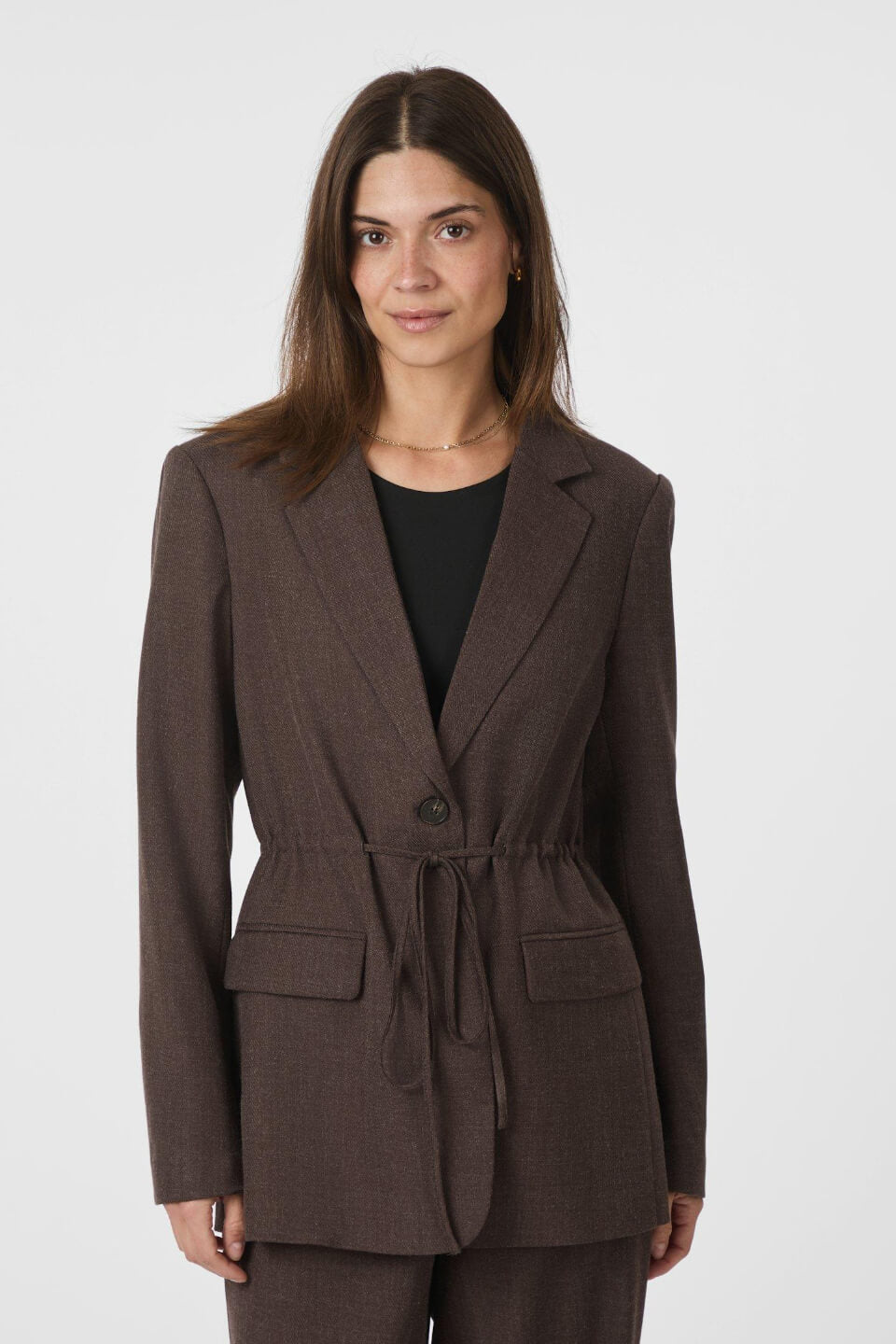 Blazer Femme | Ceinturé En Laine Mélangée | Élégant Et Chaud Pour Look Structuré En Automne