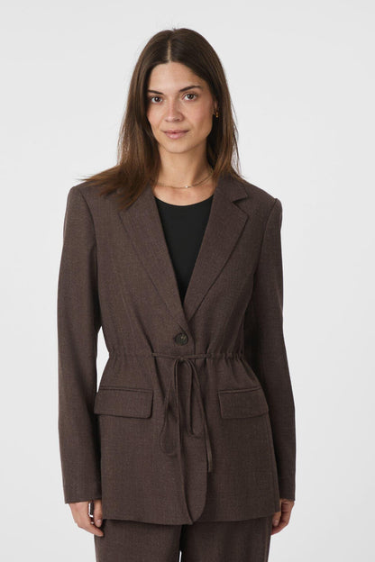 Blazer Femme | Ceinturé En Laine Mélangée | Élégant Et Chaud Pour Look Structuré En Automne