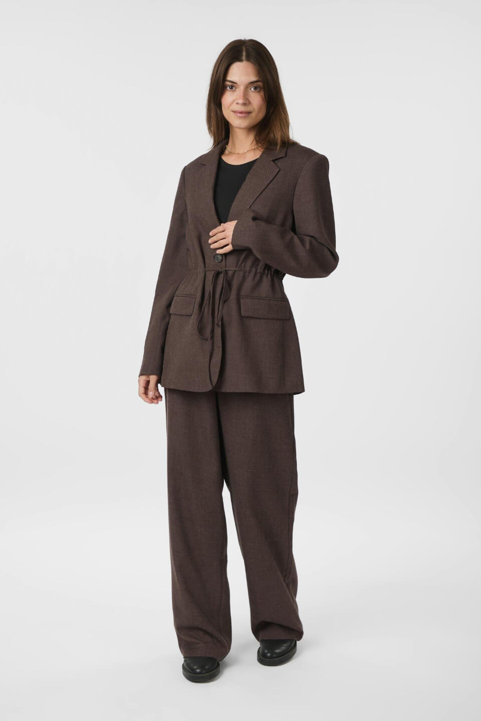 Blazer Femme | Ceinturé En Laine Mélangée | Élégant Et Chaud Pour Look Structuré En Automne