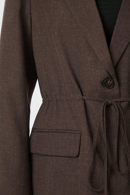 Blazer Femme | Ceinturé En Laine Mélangée | Élégant Et Chaud Pour Look Structuré En Automne