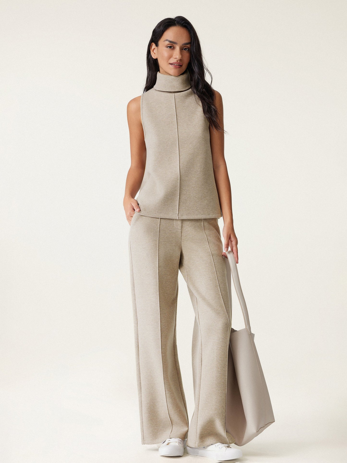 Pantalon Femme | Large Et Taille Haute | Confortable Et Élégant | Idéal Pour Le Bureau Ou Un Look Décontracté