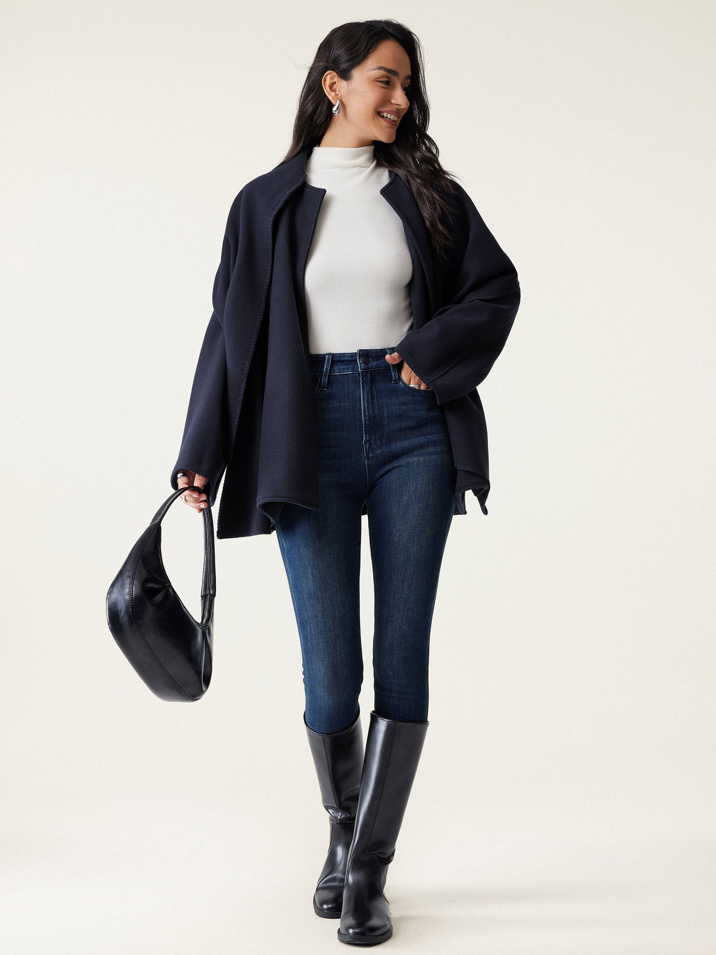 Veste Femme | Écharpe Intégrée Et Coupe Ample | Élégante Et Confortable | Parfaite Pour l’Automne