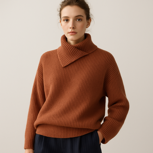 Pull Col Croisé | Maille Côtelée | Confort Moderne