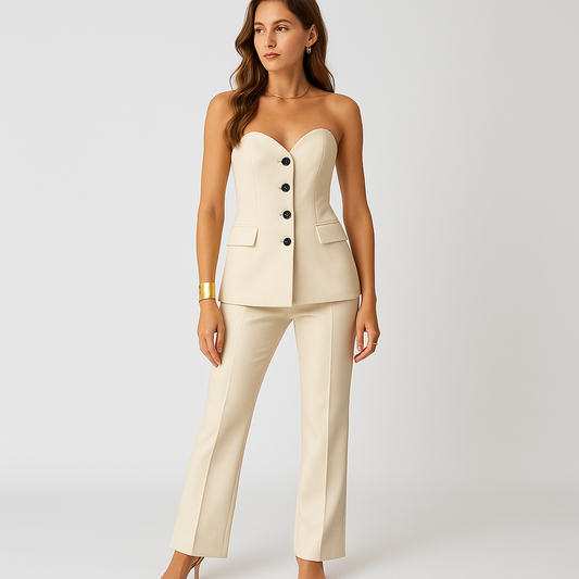 Tailleur Sans Manches | Bustier Structuré & Pantalon | Élégance Moderne