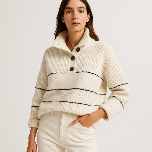 Pull Col Boutonné Rayé | Coton | Style Marin Décontracté