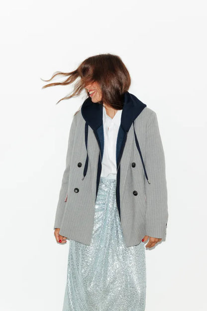 Blazer Rayé Avec Capuche Intégrée