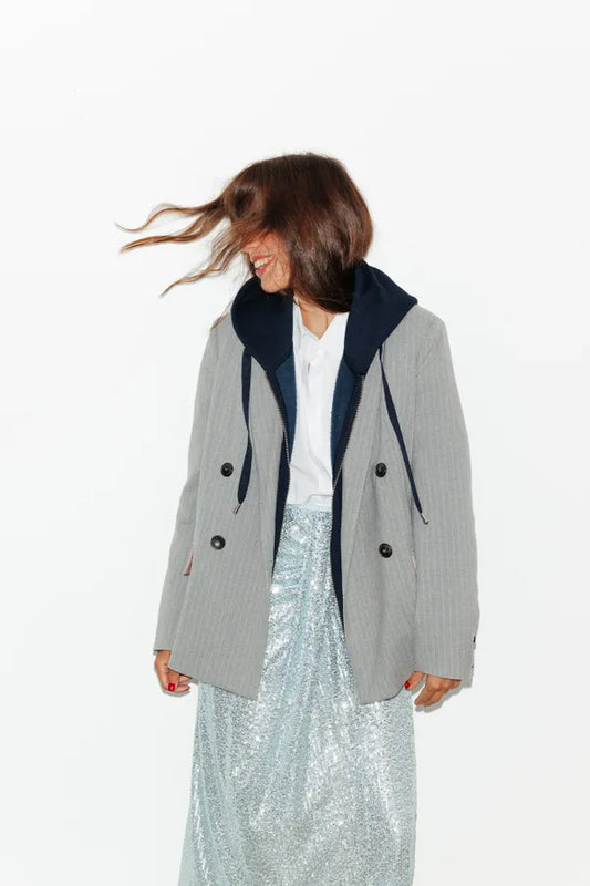 Blazer Rayé Avec Capuche Intégrée