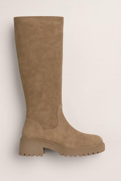 Bottes Hautes Femme | Effet Suédine Et Semelle Crantée | Look Minimaliste Pour L’Hiver