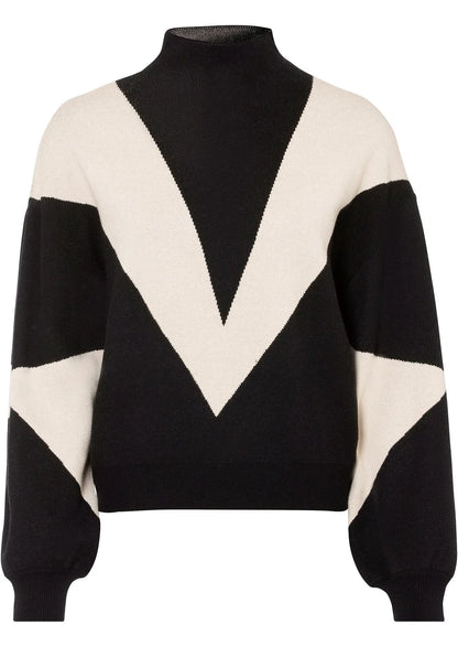 Pull Femme | Col Montant Et Motif Bicolore | Idéal Pour Un Look Chic Et Tendance