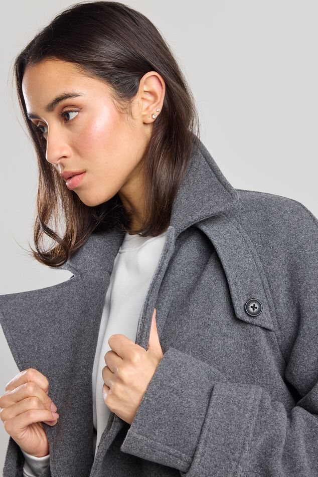 Caban Femme | Court Et Structuré | Laine Mélangée | Idéal Pour l’Automne Et l’Hiver Urbain