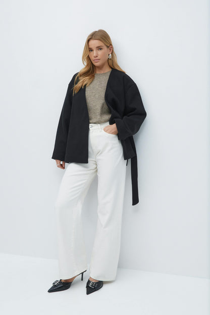 Manteau Court Femme | Laine Et Polyester | Léger Et Moderne | Idéal Pour La Mi-Saison Et Les Looks Décontractés