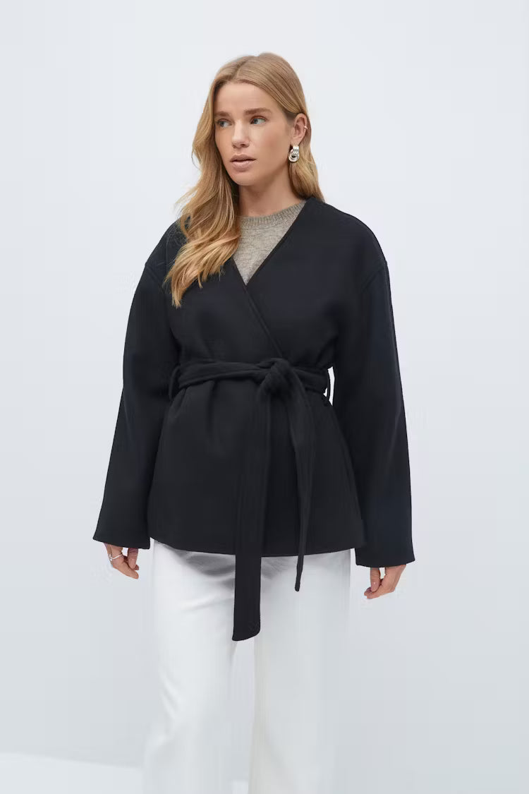 Manteau Court Femme | Laine Et Polyester | Léger Et Moderne | Idéal Pour La Mi-Saison Et Les Looks Décontractés