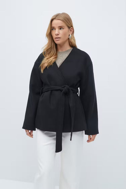 Manteau Court Femme | Laine Et Polyester | Léger Et Moderne | Idéal Pour La Mi-Saison Et Les Looks Décontractés