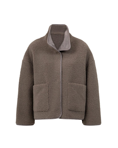 Veste Effet Moumoute à Col Montant