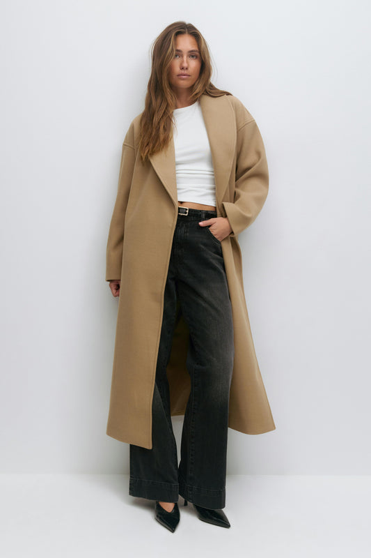 Manteau Long Femme | Laine Et Polyester | Élégant Et Chaud | Parfait Pour L’Automne Et L’Hiver