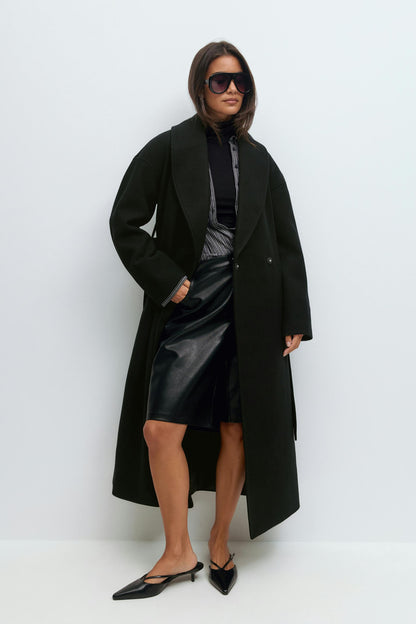 Manteau Long Femme | Laine Et Polyester | Élégant Et Urbain | Parfait Pour L’Hiver Et Les Looks Sophistiqués