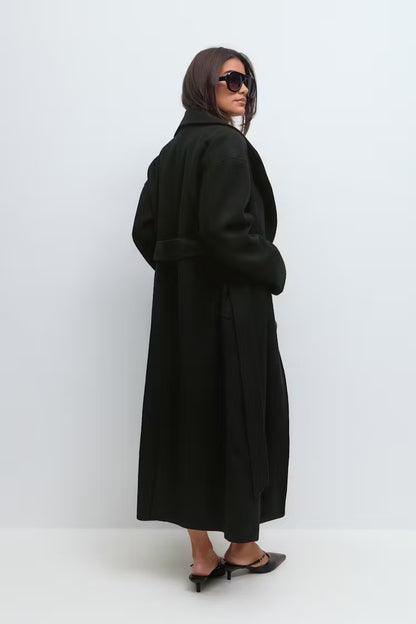 Manteau Long Femme | Laine Et Polyester | Élégant Et Urbain | Parfait Pour L’Hiver Et Les Looks Sophistiqués