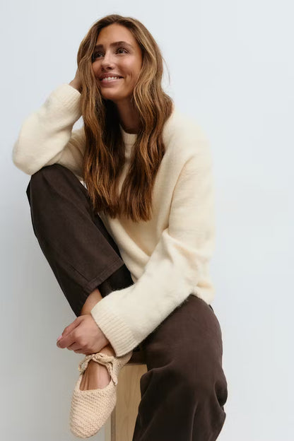 Pull Femme | Laine Et Alpaga | Doux Et Confortable | Idéal Pour L’Automne Et L’Hiver