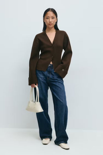 Cardigan Femme | Coupe Moderne En Laine Et Polyester | Structuré Et Tendance | Parfait Pour La Mi-Saison Et Les Looks Casual-Chic