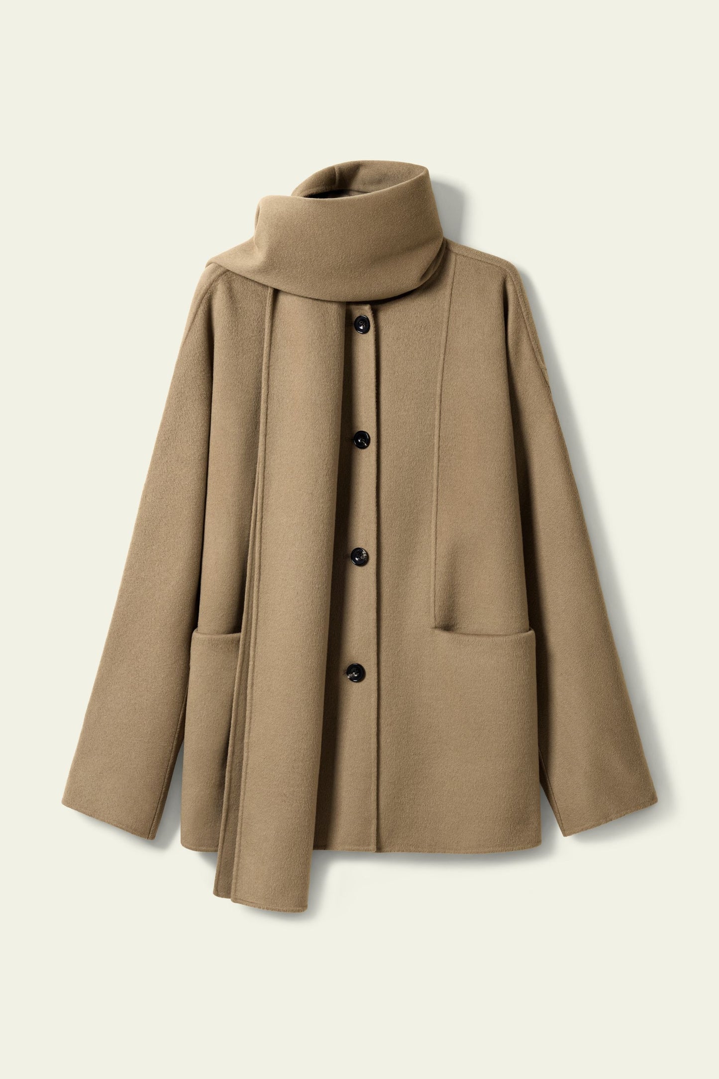Manteau Long Drapé Laine & Soie