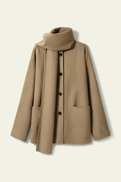 Manteau Long Drapé Laine & Soie