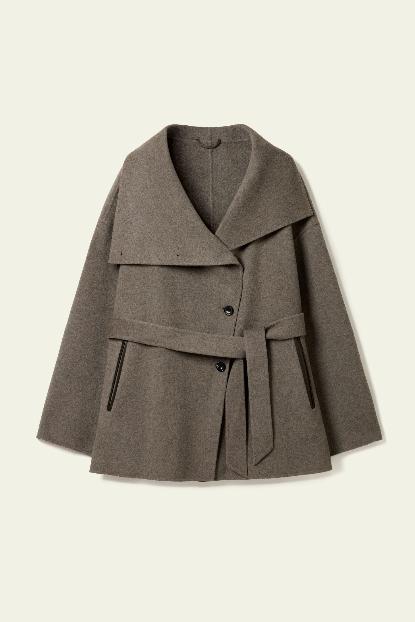Manteau Court Ceinturé Laine & Soie
