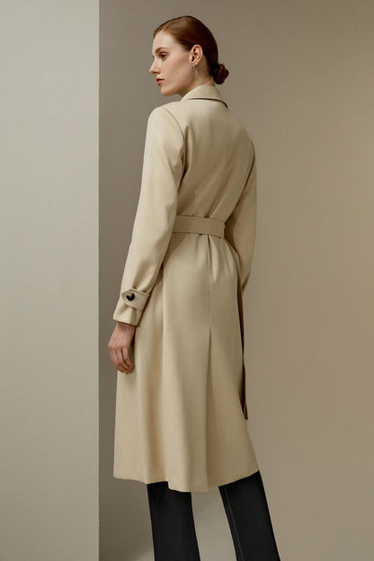 Manteau Long Fluide Laine & Soie