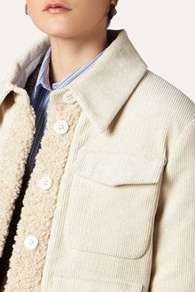 Veste en Velours Côtelé et Sherpa