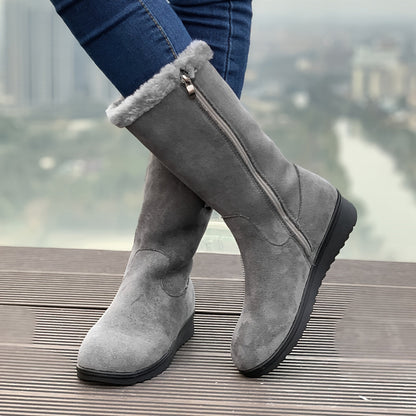 Bottes Femme | Mi-Mollet Fourrées | Chaudes Et Confortables | Pour L’Hiver Et Les Balades Extérieures