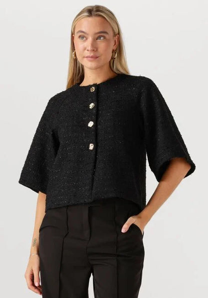 Top en Tweed à Boutons Dorés