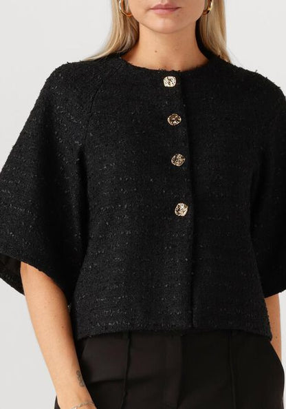 Top en Tweed à Boutons Dorés