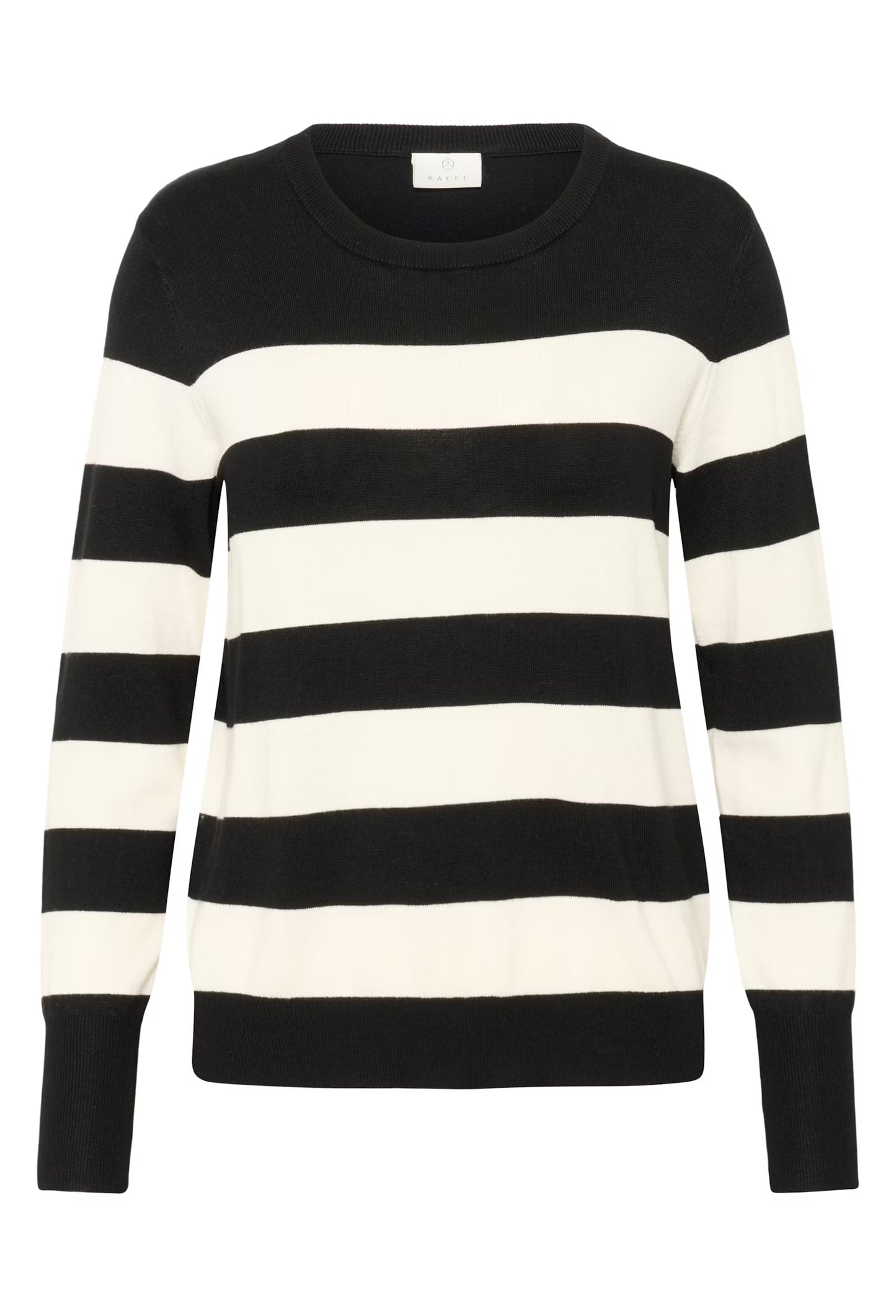 Pull Femme Rayé Noir Et Écru | Col Rond | Maille Légère Et Douce | Look Moderne Et Décontracté