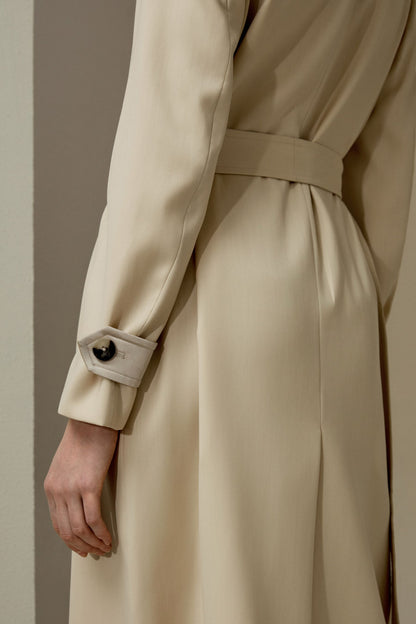 Manteau Long Fluide Laine & Soie