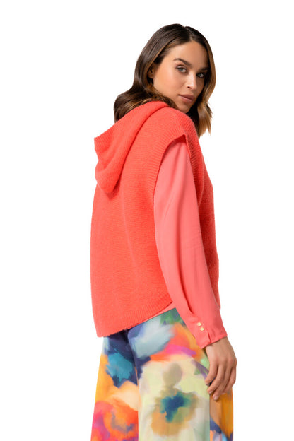 Cape Maille Boutonnée | Sans Manches avec Capuche | Idéale pour la Mi-Saison