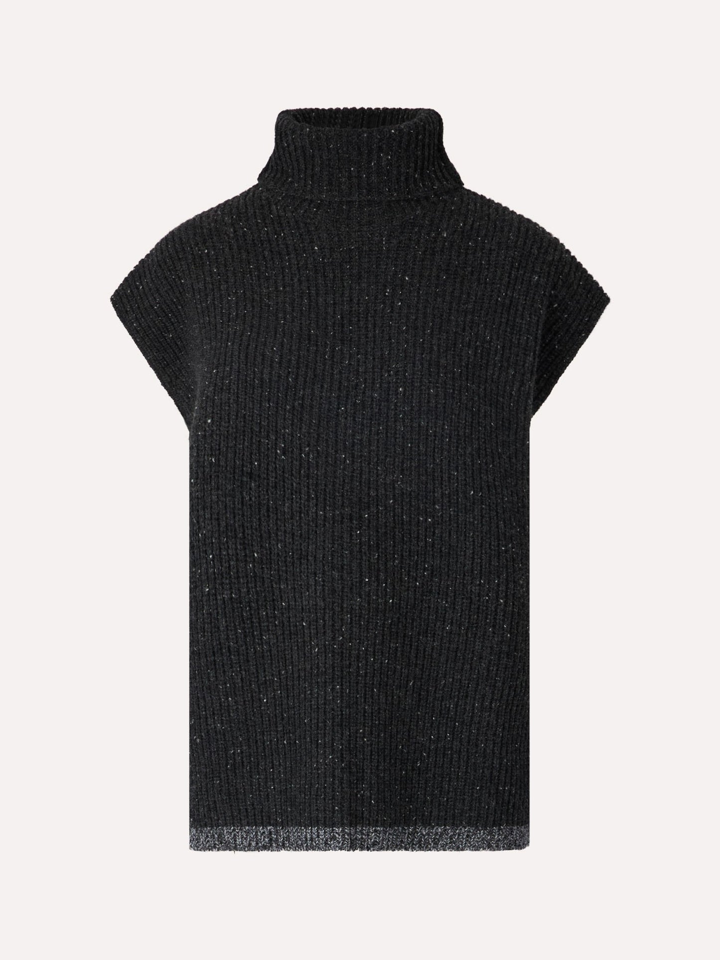 Gilet Col Roulé en Laine Côtelée