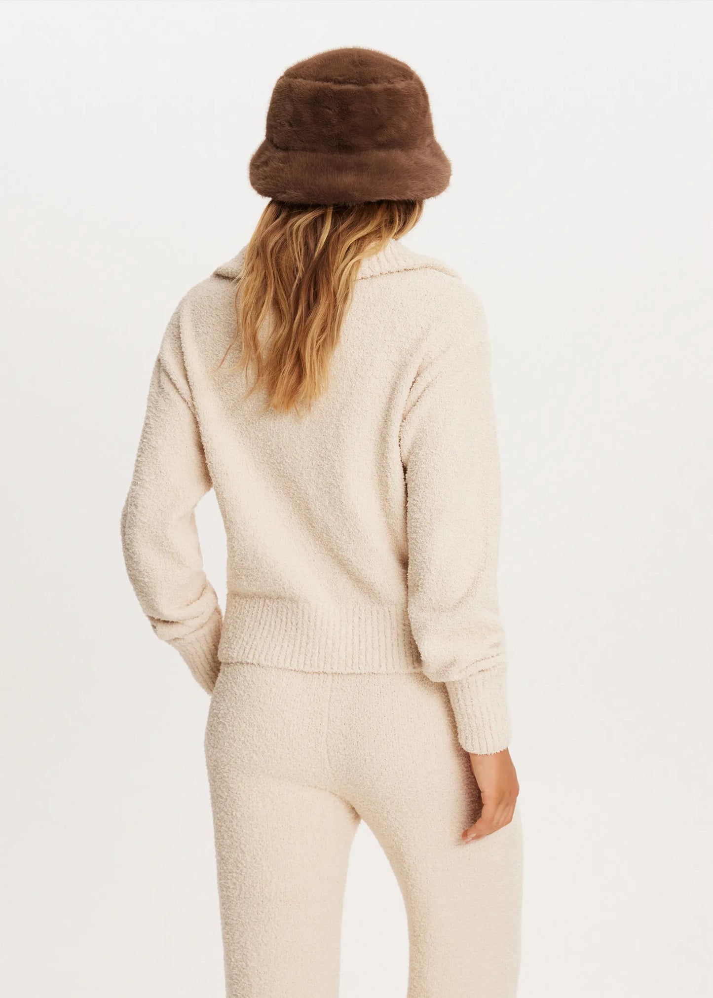 Pull Zippé en Maille Bouclée