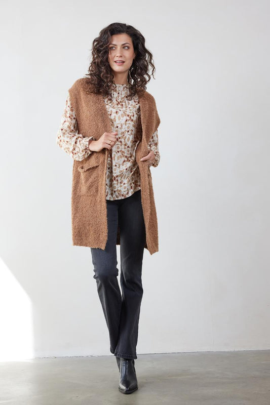 Gilet Long Sans Manches en Maille