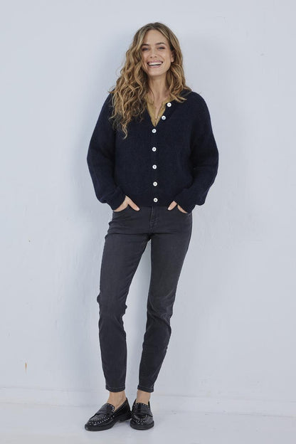 Cardigan en Maille Douce à Boutons Perlés