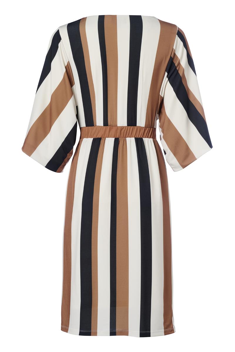 Robe En Polyester | Rayures Verticales Flatteuses | Ceinture À Nouer Et Manches Amples | Parfaite Pour L’Été Et Les Soirées