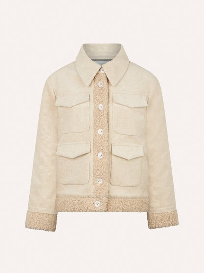 Veste en Velours Côtelé et Sherpa