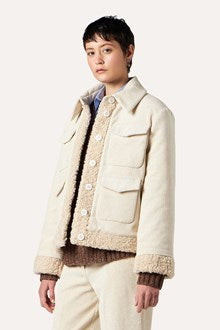 Veste en Velours Côtelé et Sherpa