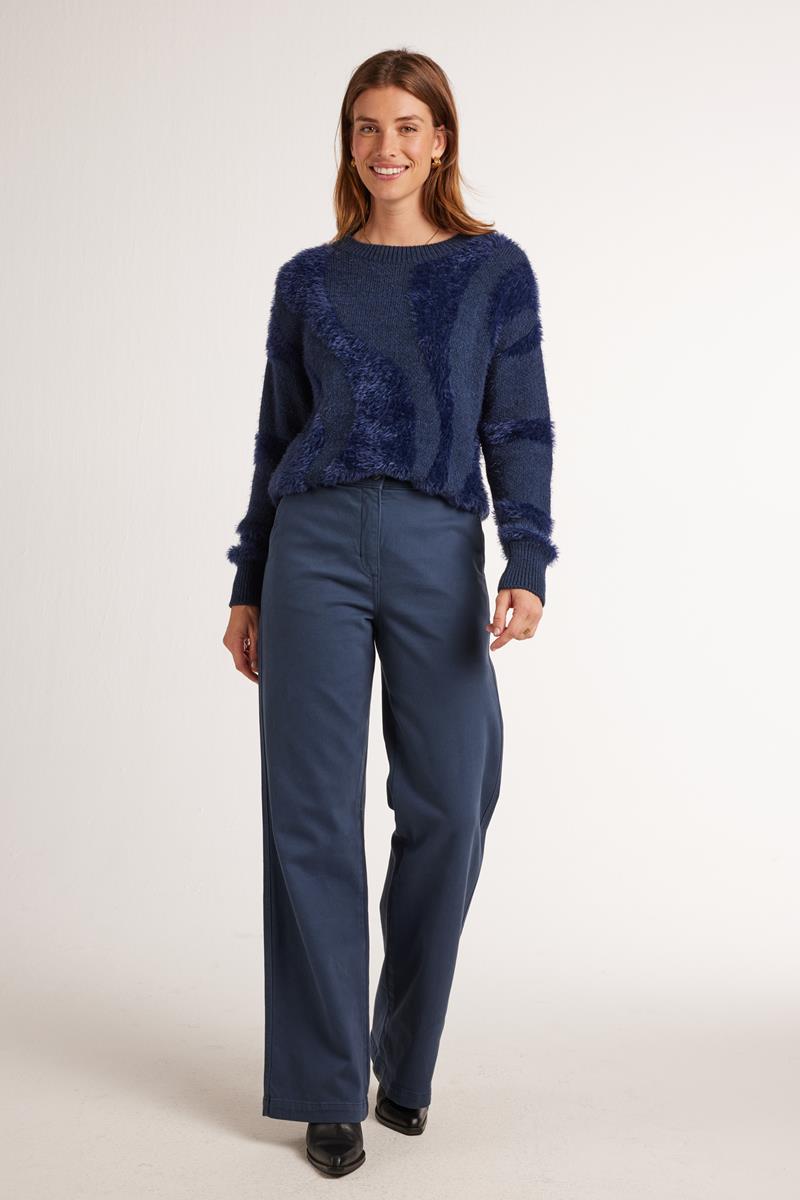 Pantalon Large en Coton Stretch