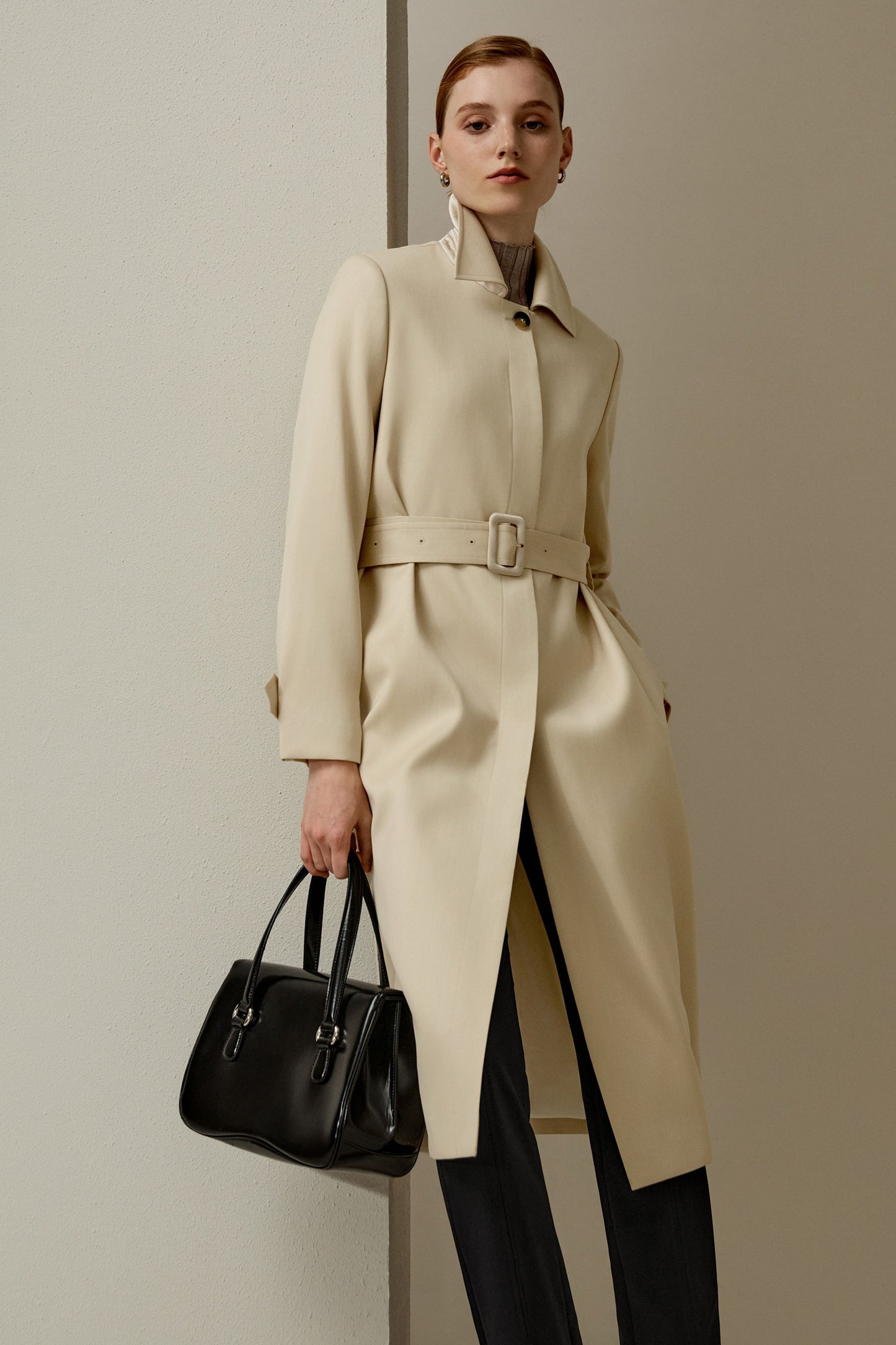 Manteau Long Fluide Laine & Soie