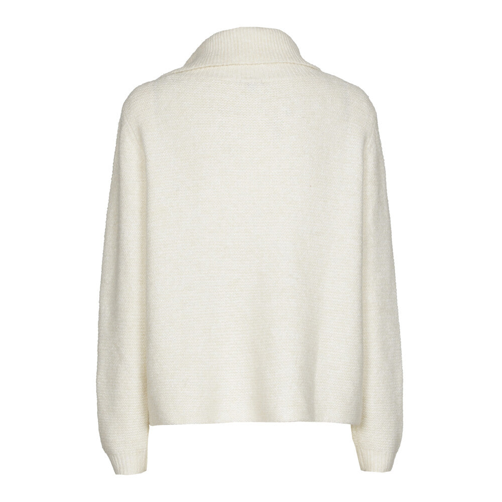 Pull Torsadé Écru | Col Large Boutonné | Élégant et Confortable pour l’Hiver