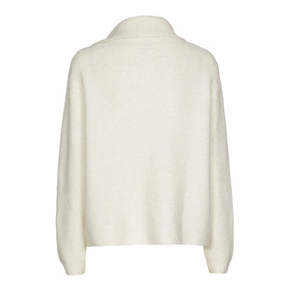 Pull Torsadé Écru | Col Large Boutonné | Élégant et Confortable pour l’Hiver