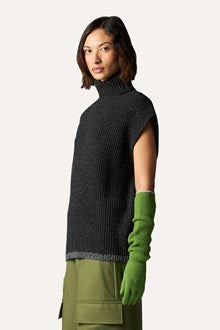 Gilet Col Roulé en Laine Côtelée