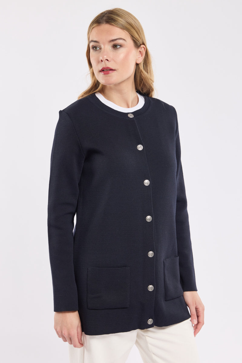 Veste Femme | Laine Et Acrylique | Coupe Droite Élégante | Idéale Pour La Mi-Saison