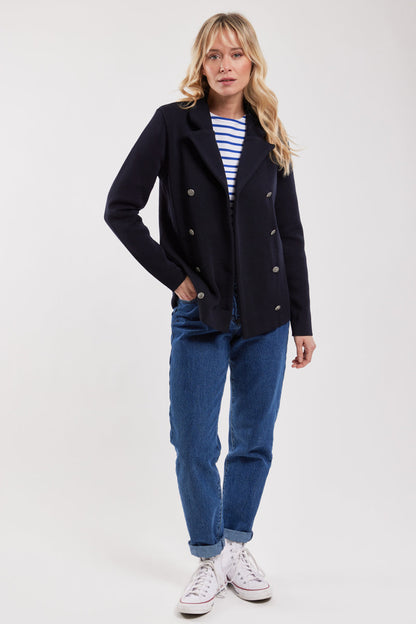 Veste Femme | Double Boutonnage | Laine Et Acrylique | Look Marin Chic Pour La Mi-Saison