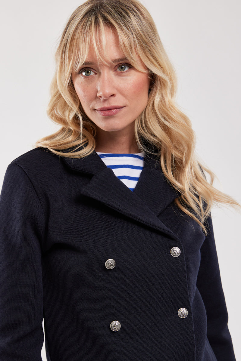 Veste Femme | Double Boutonnage | Laine Et Acrylique | Look Marin Chic Pour La Mi-Saison